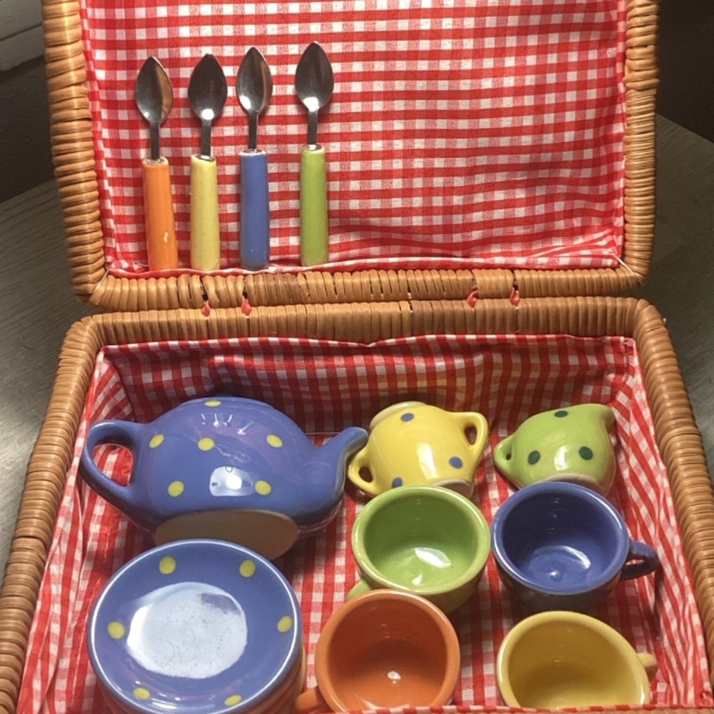Colorful Polka Dot Tea Set